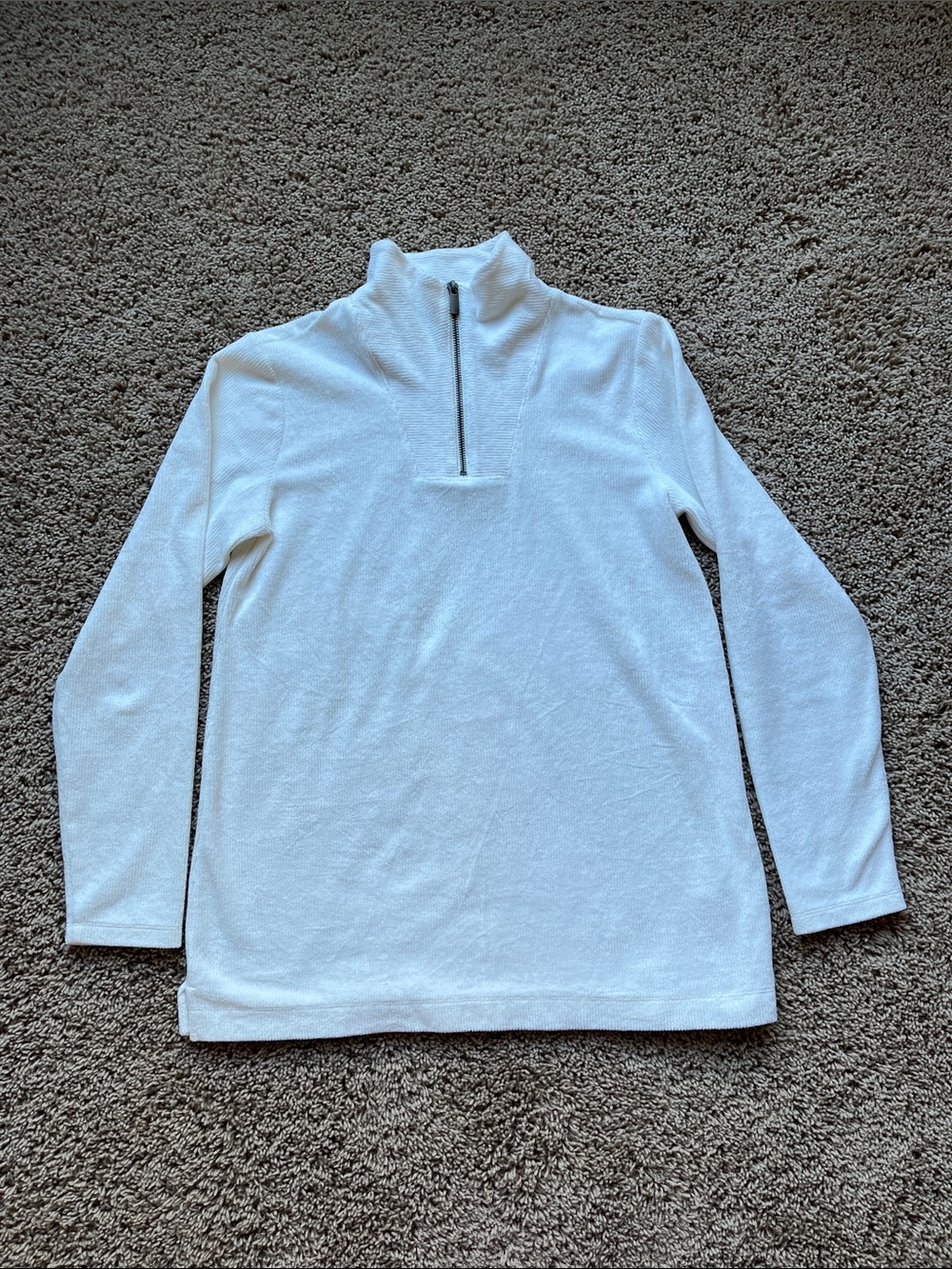 Lands' End Ivory Ribbed ¼ Zip Pullover Size Small.